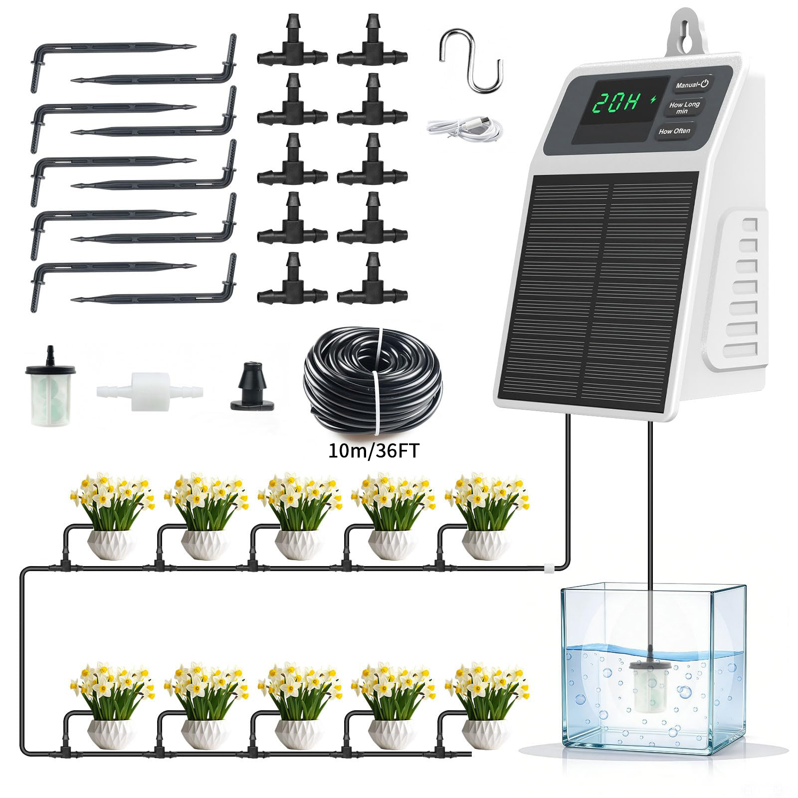 Plant Parent Kit - نظام ري بالتنقيط شمسي محسّن للري